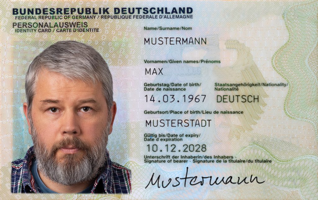 personalausweis der bundesrepublik deutschland mit name max mustermann